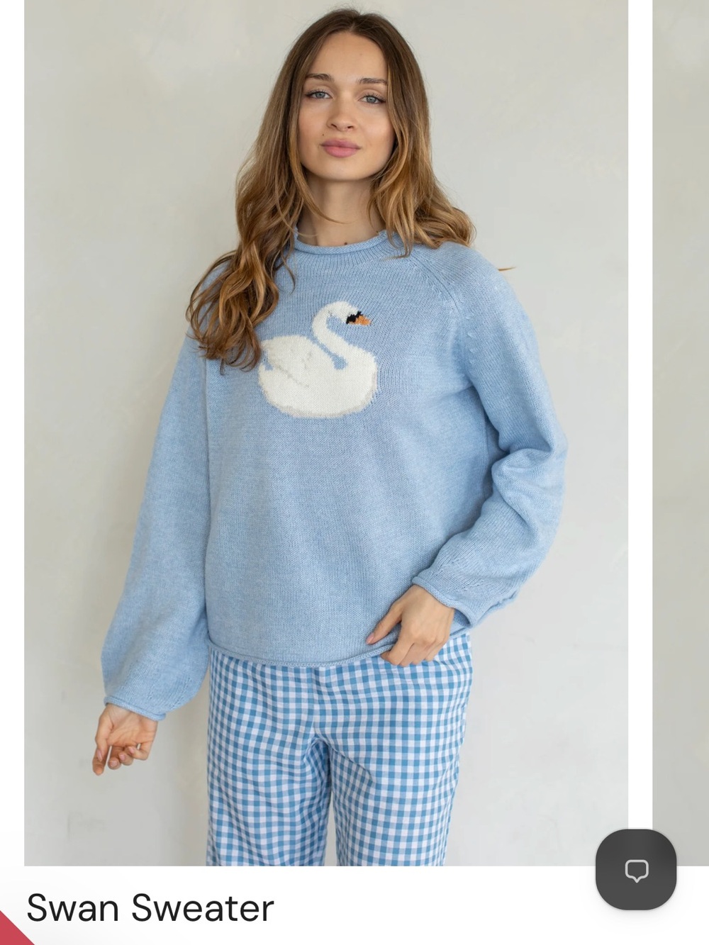 Cozy Swan Crewneck Sweater - Light Blue